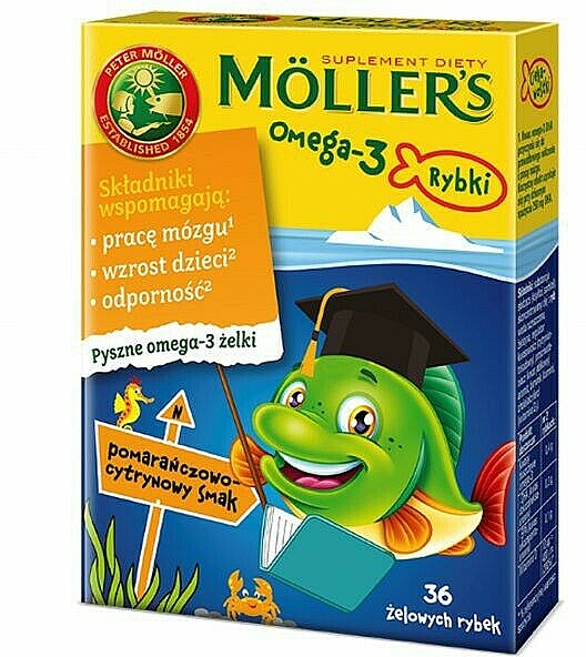 Желейні рибки зі смаком апельсина й лимона "Omega 3" - Mollers — фото N1