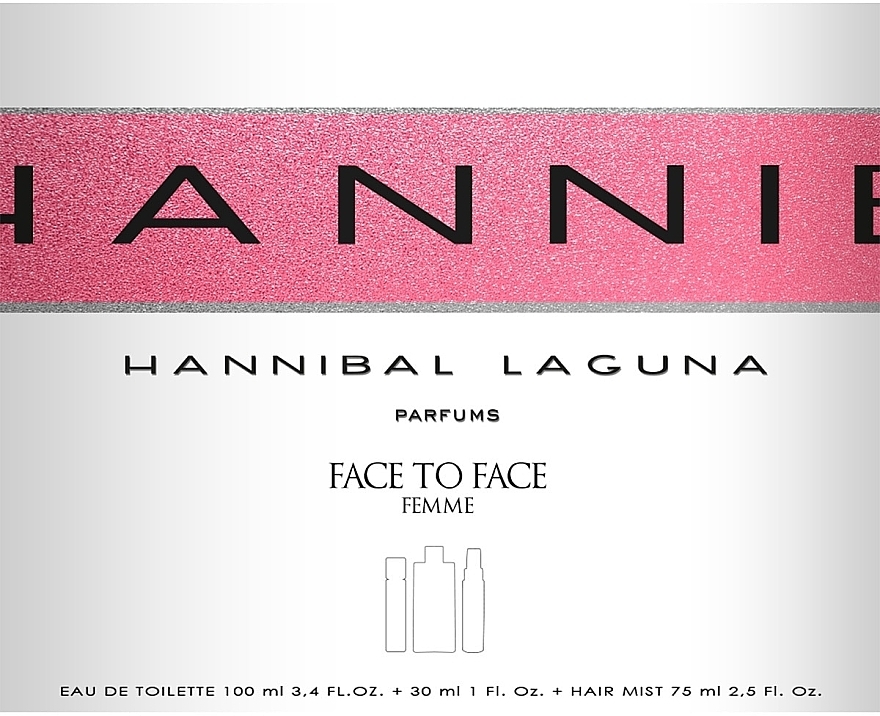 Hannibal Laguna Face To Face - Набор (edt/100ml + edt/30ml + h/mist/75ml) — фото N2