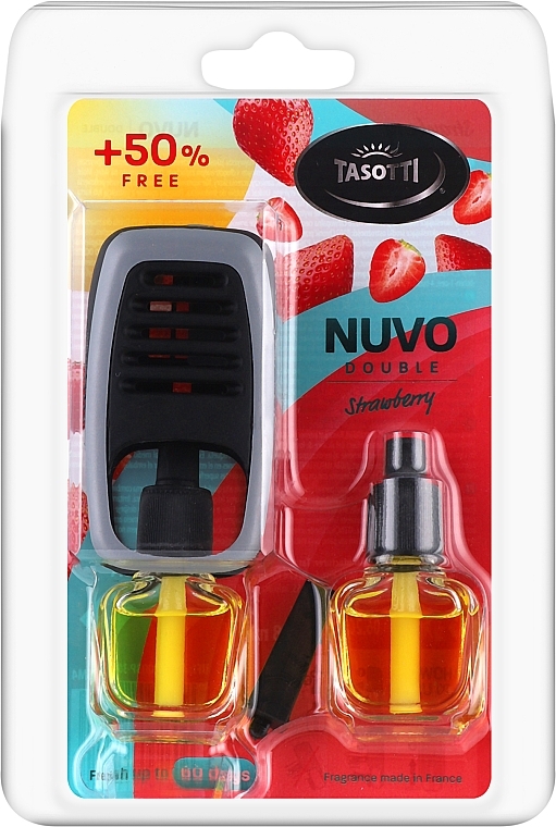 Автомобильный ароматизатор на дефлектор с запаской - Tasotti Nuvo Double Strawberry — фото N1