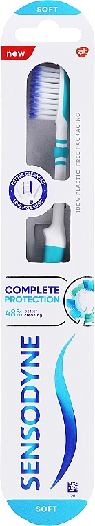 Зубна щітка з м'якою щетиною, блакитна - Sensodyne Complete Protection Soft — фото N1