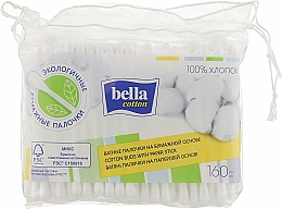 Ватные палочки на бумажной основе, в полиэтиленовой упаковке, 160 шт. - Bella Cotton — фото N1