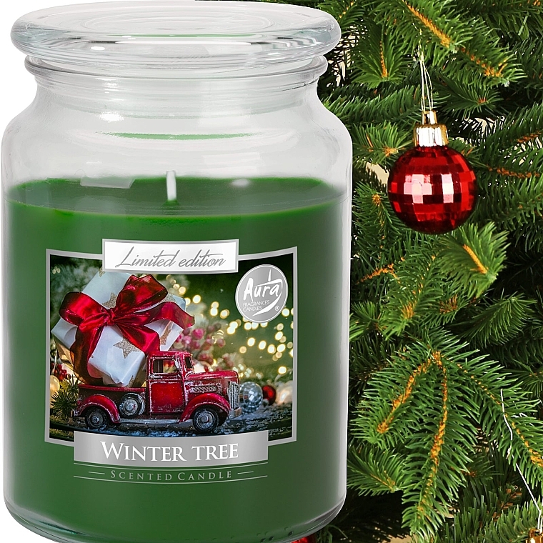 Ароматическая свеча в банке "Зимнее дерево" - Bispol Aura Scented Candle Winter Tree — фото N2