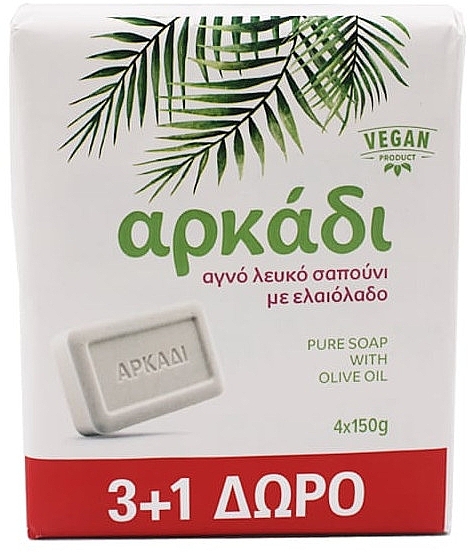 Мило з оливковою олією, біле - Arkadi Pure Soap With Olive Oil — фото N1