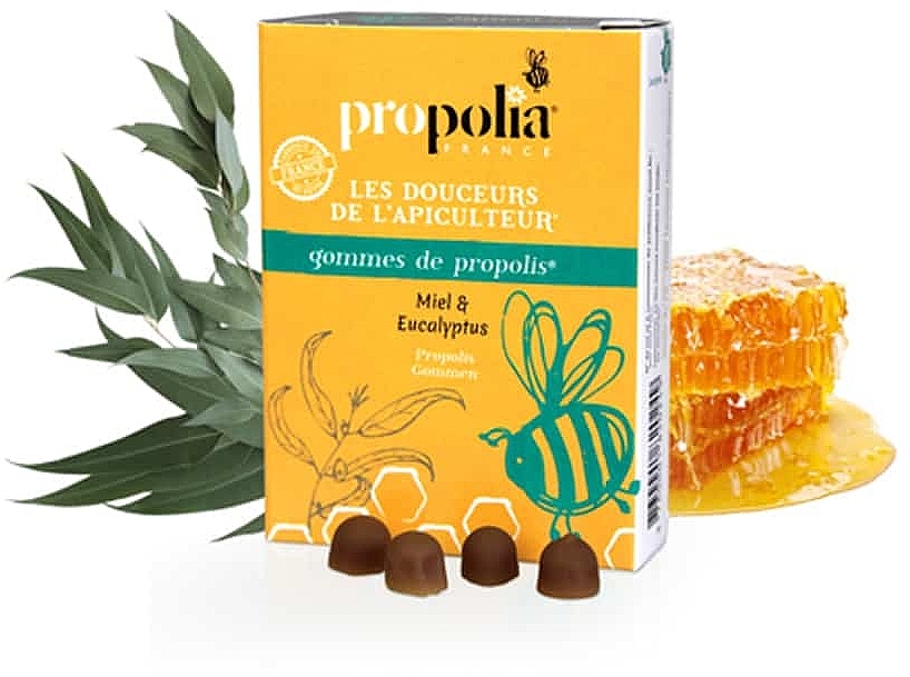 Пищевая добавка "Прополис, мед и эвкалипт", в пастилках - Propolia Propolis Gums Honey & Eucalyptus — фото N3