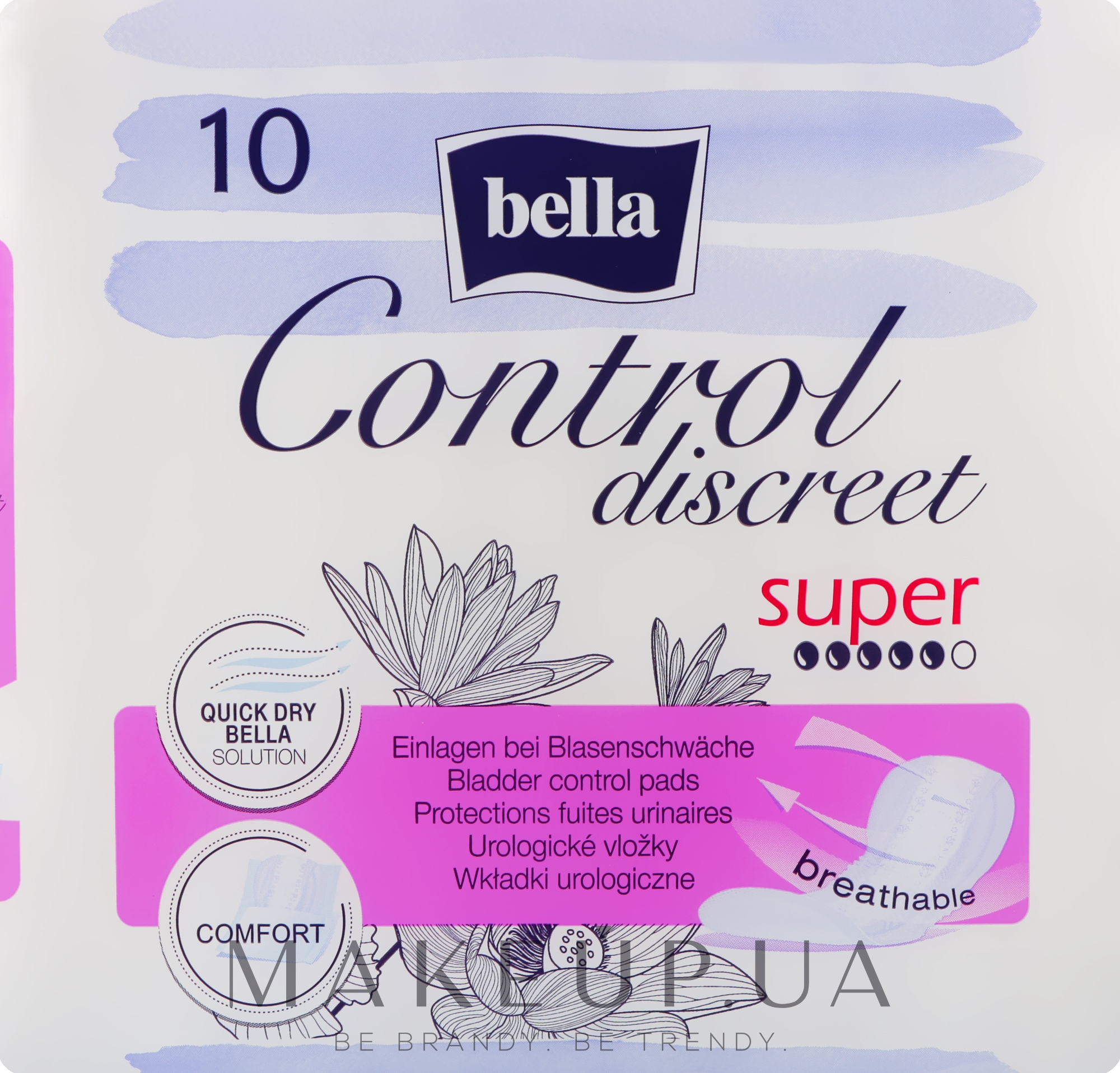 Урологические прокладки для женщин, 10 шт. - Bella Control Discreet Super Bladder Control Pads — фото 10шт
