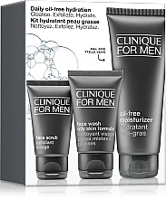 Парфумерія, косметика Набір для зволоження жирної шкіри обличчя для чоловіків - Clinique For Men Daily Oil-Free Hydration Set (f/wash/50ml + f/scr/30ml + moisturizer//100ml)