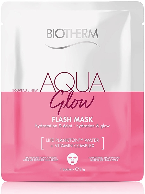 Зволожувальна тканинна маска для сяйва шкіри обличчя - Biotherm Aqua Glow Flash Mask