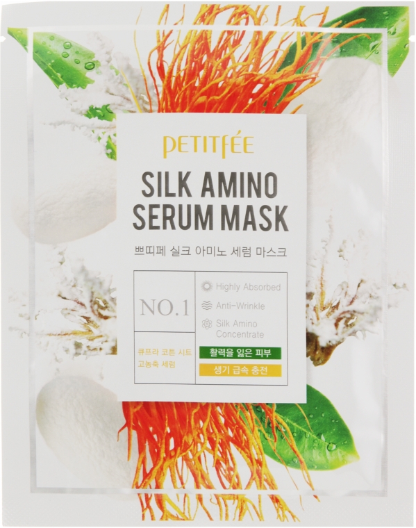 Маска для обличчя з протеїнами шовку - Petitfee Silk Amino Serum Mask — фото N2