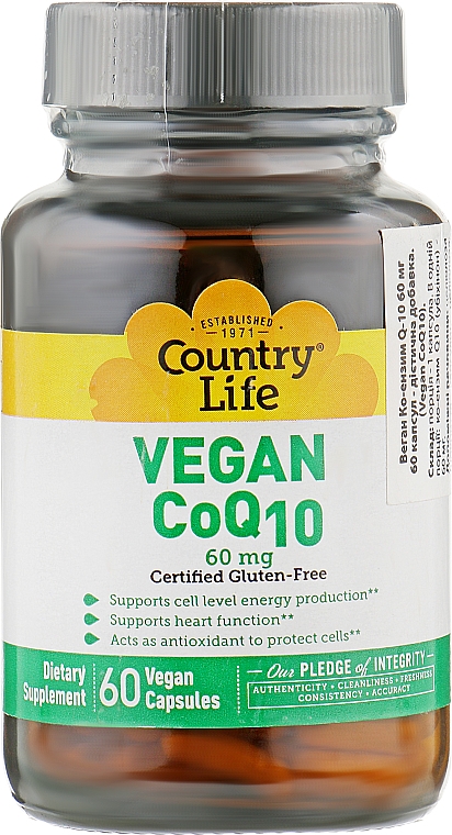 Пищевая добавка "Коэнзим Q10 60 mg" - Country Life Co-Q10 — фото N1