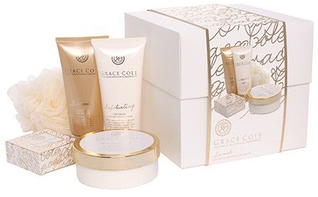 Набор подарочный Lavish с ароматом нектарина и грейпфрута - Grace Cole Lavish Gift Set With Scent Nectarine and Grapefruit (cr/200ml + sh/gel/200ml + scr/150 + soap/100g + spon)