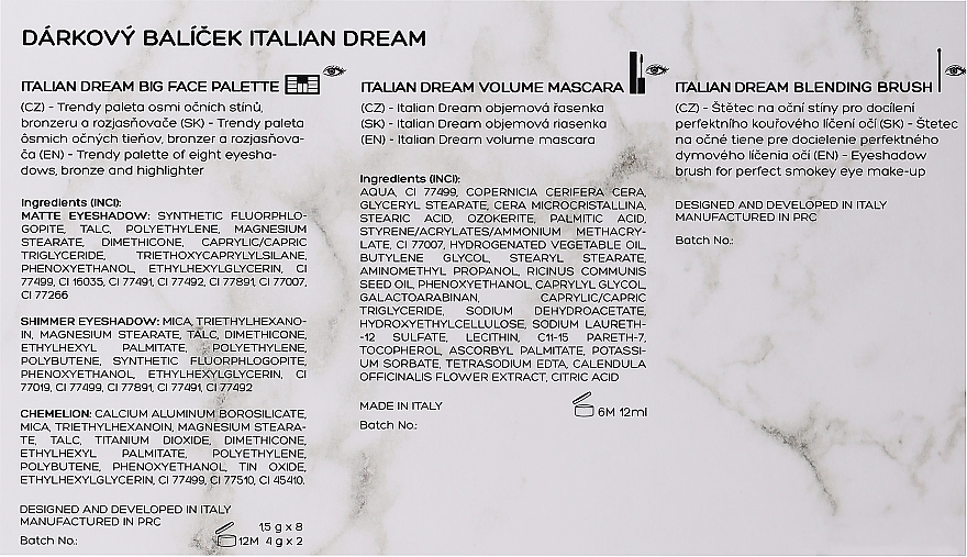 Набір - Gabriella Salvete Italian Dream Gift Box (palette/20g + mascara/12ml + brush/1pc) — фото N3