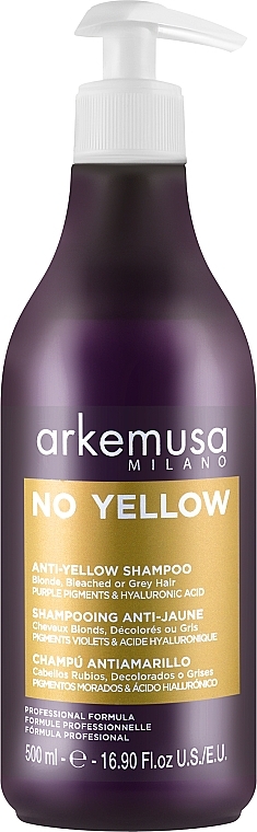 Шампунь против желтизны для блонда, осветленных и седых волос - Arkemusa No Yellow Shampoo