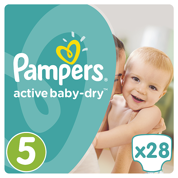 Підгузки Active Baby-Dry Розмір 5 (Junior) 11-18 кг, 28 шт. - Pampers — фото N1