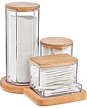 Органайзер-набір з трьох частин 17х7,5х20 см, прозорий з дерев'яною кришкою - BoxUp FT-211 — фото N4
