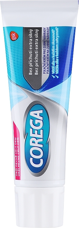 Крем для фиксации зубных протезов экстра сильный, без вкуса - Corega