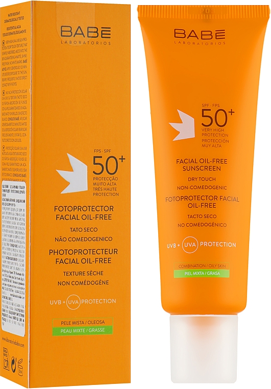 Солнцезащитный крем SPF 50+ для ежедневного ухода за жирной и комбинированной кожей лица "Матовый финиш" - Babe Laboratorios Fotoprotector Facial Sunscreen