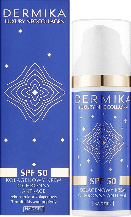 Коллагеновый защитный антивозрастной дневной крем - Dermika Luxury Neocollagen SPF50 — фото N2