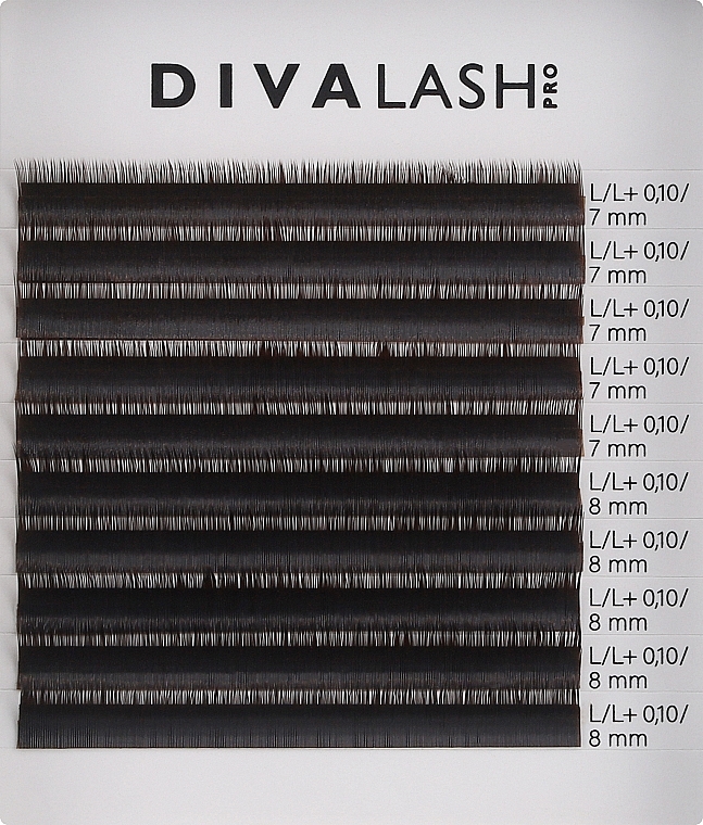 Ресницы для наращивания L/L+ 0.10 (7-8 мм), 10 линий, coffee - Divalashpro — фото N1