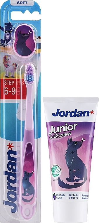 Набор 6-12 лет, волк - Jordan Junior (toothpaste/50ml + toothbrush/1pc) — фото N1