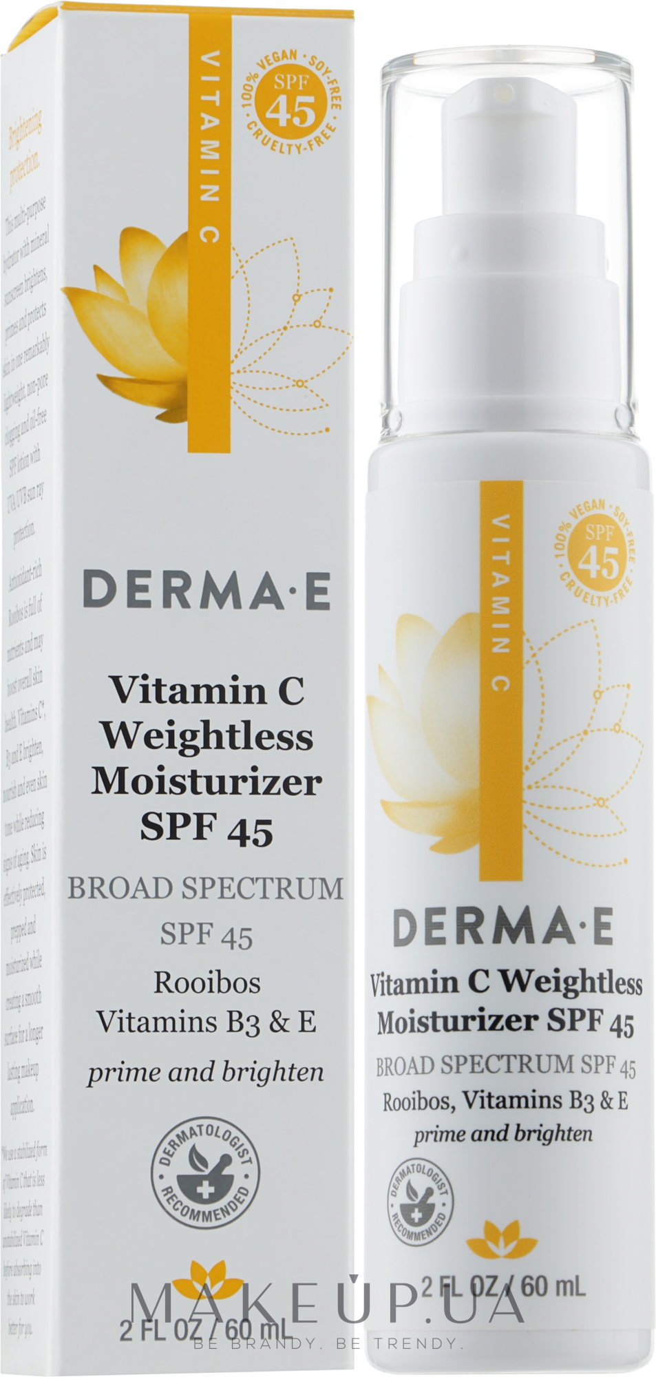 Зволожувальний сонцезахисний крем легкої текстури з вітаміном С SPF45 - Derma E Vitamin С Weightless Moisturizer SPF45 — фото 60ml