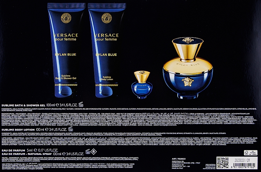 Versace Pour Femme Dylan Blue - Набір (edp/100ml + edp/mini/5ml + sh/g/100ml + b/lot/100ml) — фото N3