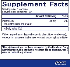 Диетическая добавка "Калий", капсулы - Pure Encapsulations Potassium Aspartate — фото N2