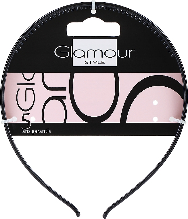 Обруч для волос пластиковый, 4144408, черный - Glamour — фото N1