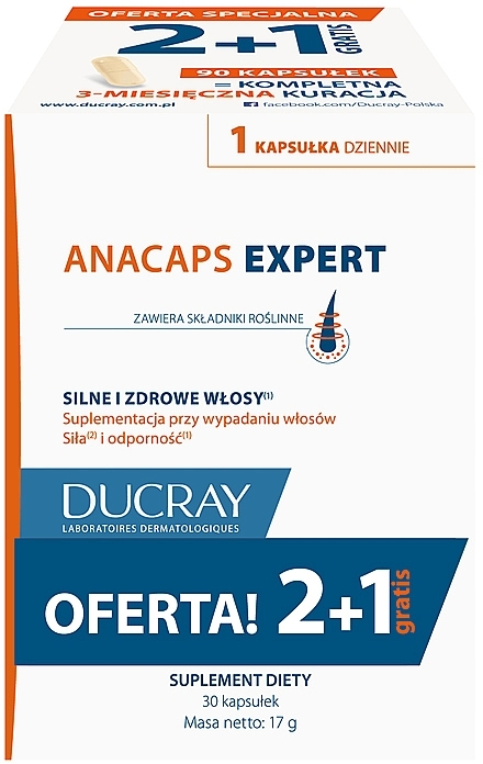 Пищевая добавка при выпадении волос - Ducray Anacaps Expert 3 Pack (3 x 30 capsules) — фото N1