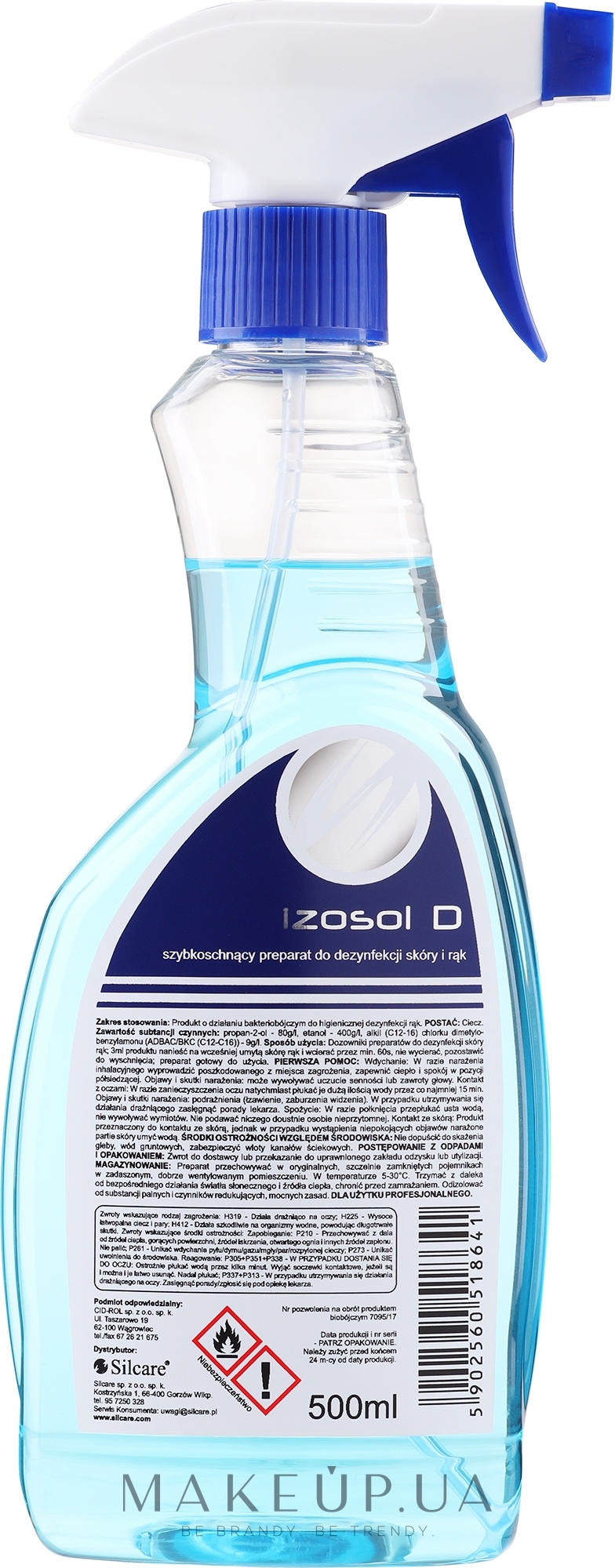 Средство для дезинфекции рук - Silcare Izosol Disinfectant Spray Hand Skin — фото 500ml