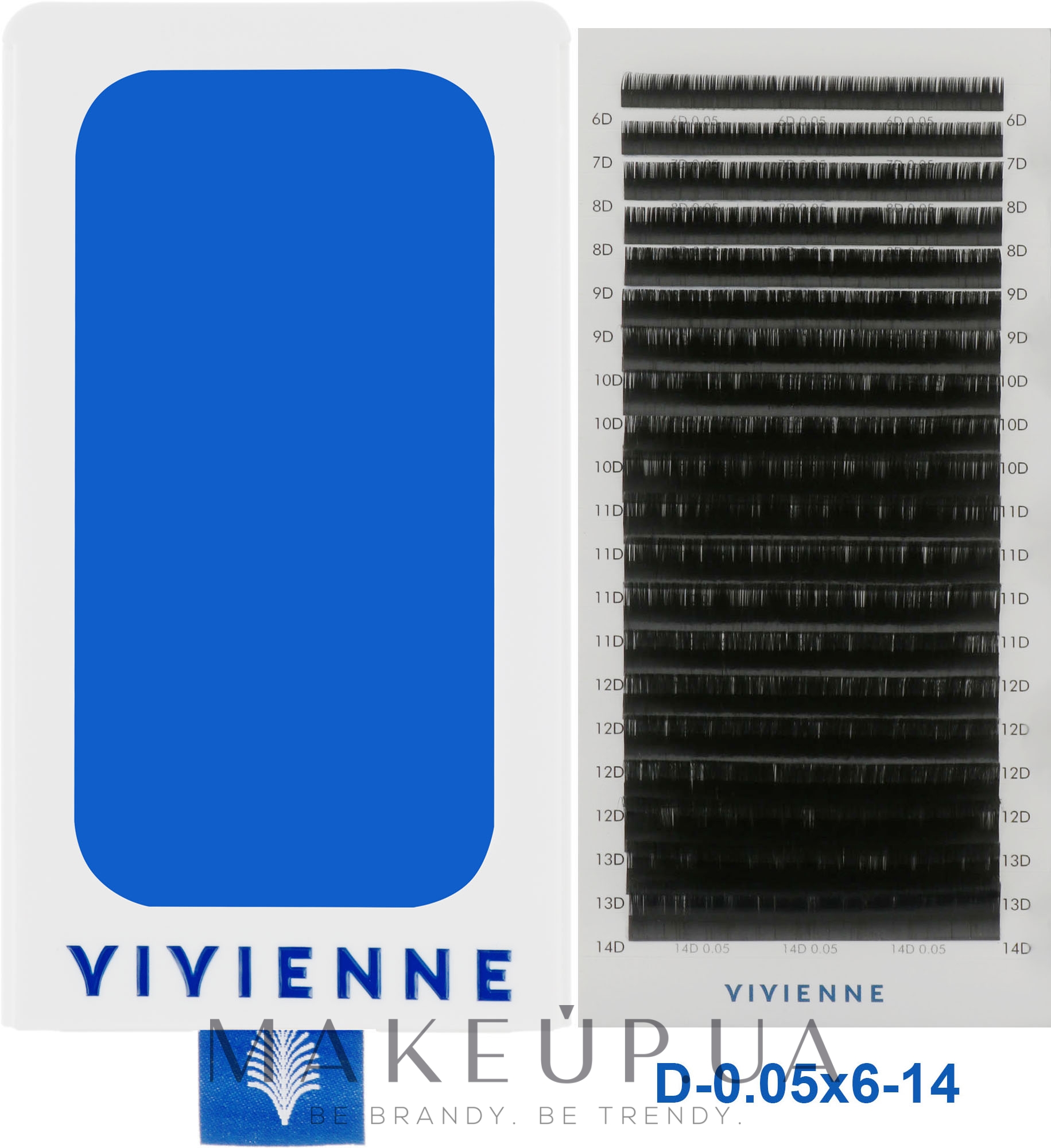 Накладные ресницы "Elite", черные, 20 линий (mix, 0,05, D, 6-14) - Vivienne — фото 1уп