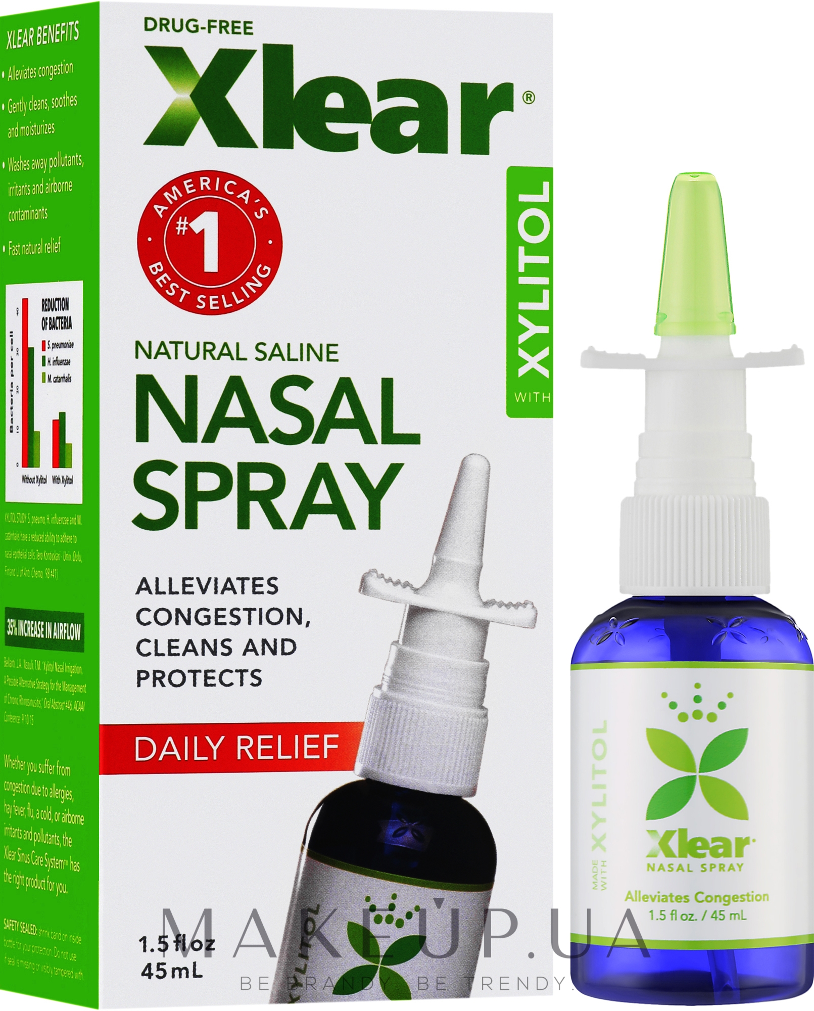 Натуральный солевой назальный спрей с ксилитом с дозатором - Xlear — фото 45ml