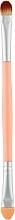 Парфумерія, косметика Пензлик CS-153 двосторонній з аплікатором для тіней, 14 см, рожева ручка + срібло - Cosmo Shop