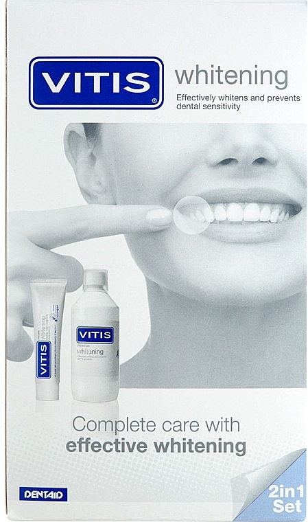 Набор - Dentaid Vitis Whitening Set(toothpaste/ 100ml + mouthwash /500ml) — фото N1
