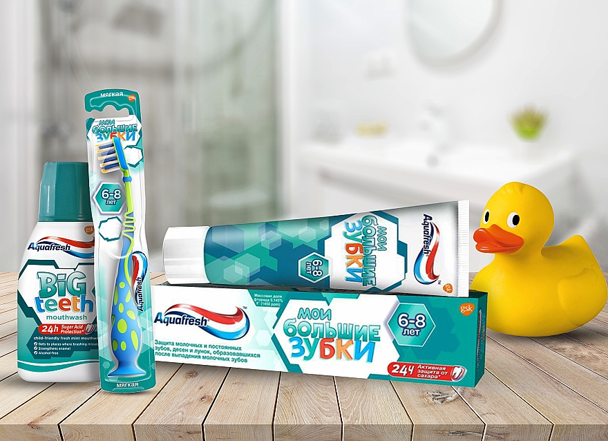 Зубная щетка "Мои большие зубки", серо-черная - Aquafresh — фото N2