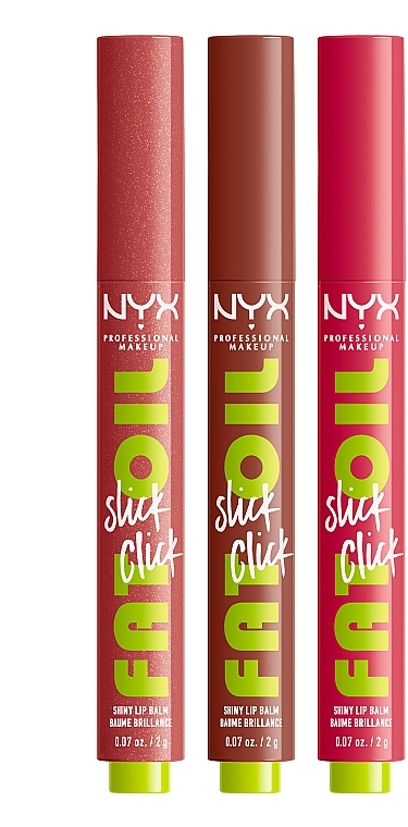 Набор для макияжа губ - NYX Professional Makeup Fat Oil Slick Click Shiny Lip Balm Trio (3xlipbalm/2g) — фото N4