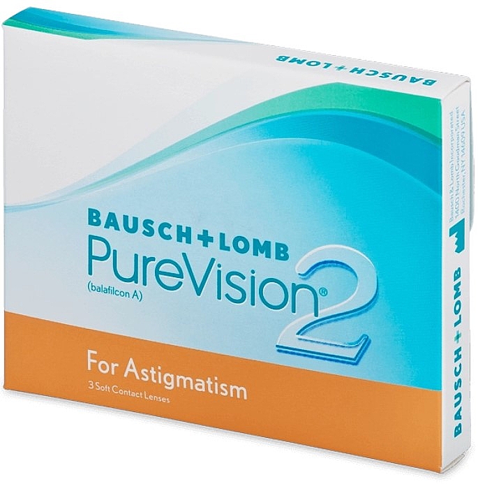 Контактні лінзи 8.9 125-0100 180, 3 шт  - Bausch & Lomb PureVision 2 For Astigmatism — фото N1