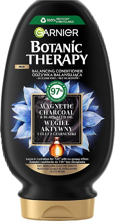 Кондиционер для волос с активированным углем и маслом черного тмина - Garnier Botanic Therapy Balancing Conditioner — фото N1