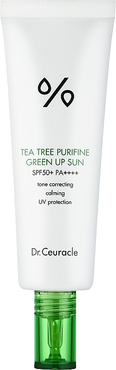 Сонцезахисний крем для обличчя - Dr. Ceuracle Tea Tree Purifine Green Up Sun SPF50+ PA++++