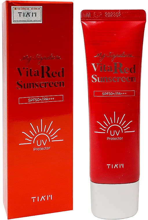 Сонцезахисний крем для сяйва шкіри - Tiam My Signature Vita Red Sunscreen SPF50+/PA+++ — фото N3