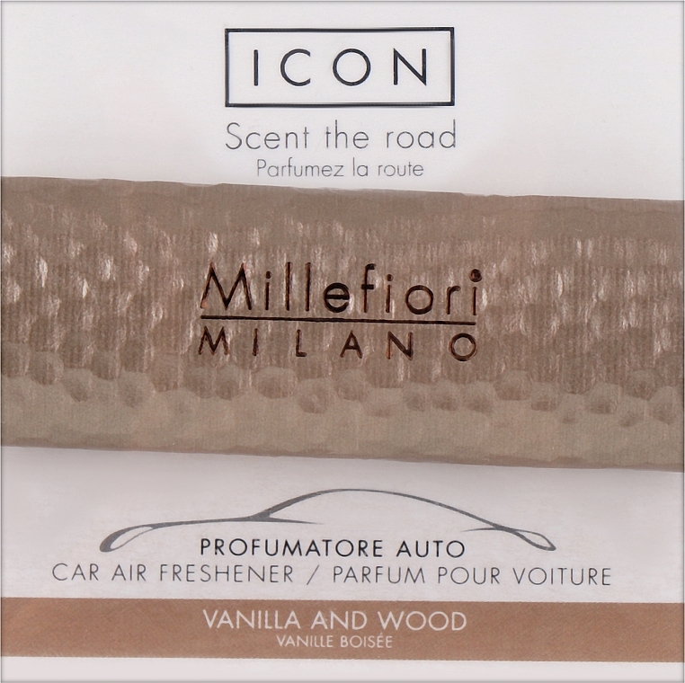 Ароматизатор в авто "Тіні металу: ваніль і дерево" - Millefiori Milano Icon Car Metal Shades Fragrance Vanilla And Wood — фото N1