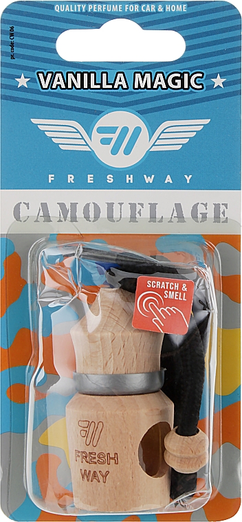 Ароматизатор корковий "Ванільна магія" для авто - Fresh Way Camouflage Wood Vanilla Magic — фото N1