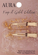 Парфумерія, косметика Заколки для волосся, золоті - Aura Cosmetics Keep It Gold Edition Make-up Clippers