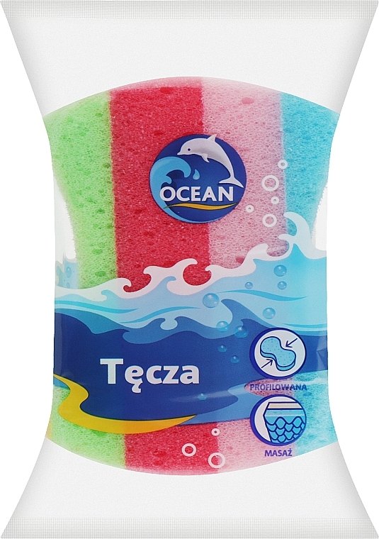 Губка масажна для купання "Tecza", різнокольорова, варіант 1 - Ocean — фото N1