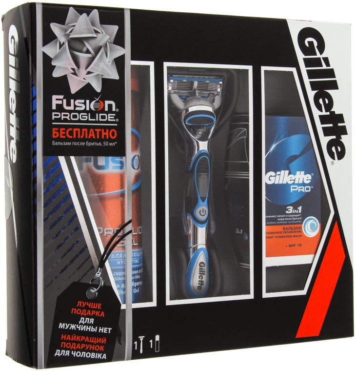 Набор - Gillette Fusion ProGlide (бритва/1шт + gel/200ml + ash/balm/50ml)