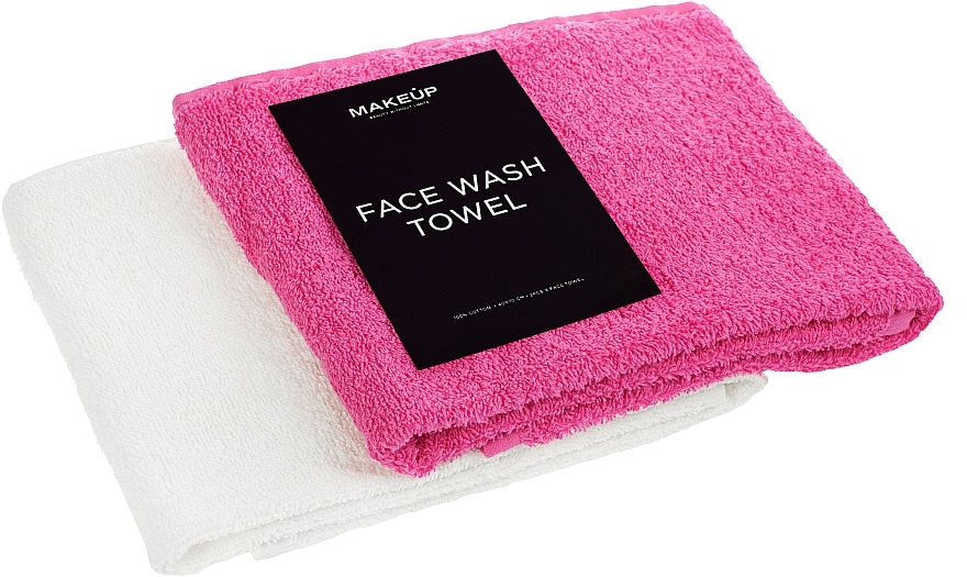 Набір рушників для обличчя, біле та рожеве "Twins" - MAKEUP Face Towel Set Pink + White — фото N2