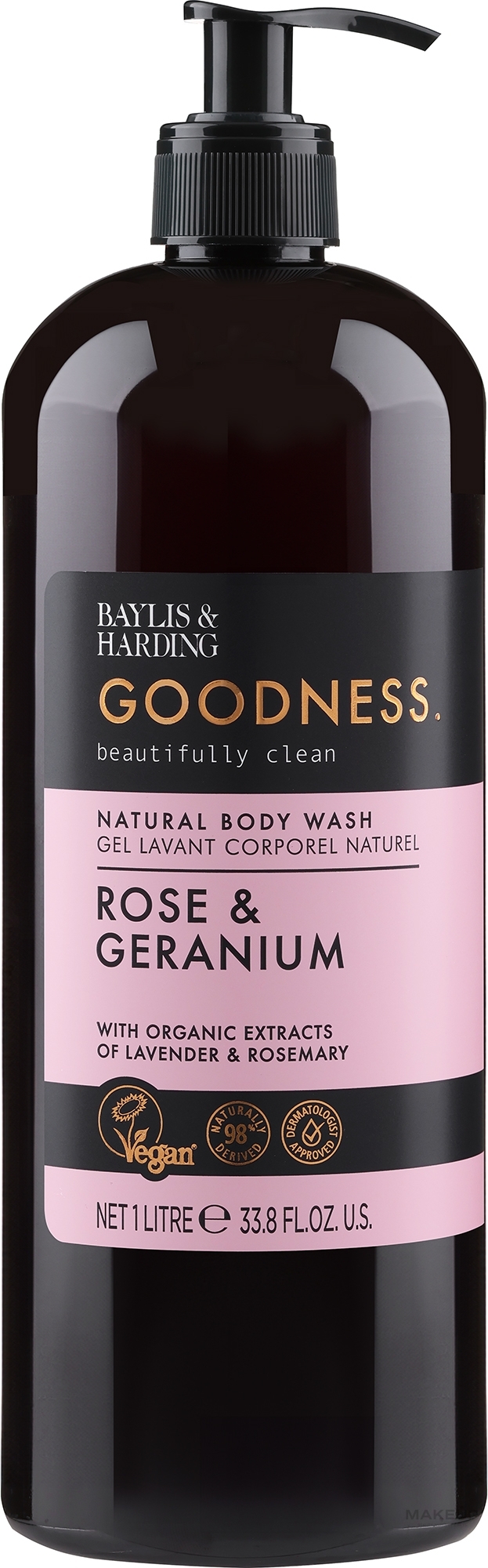 Гель для душу - Baylis & Harding Goodness Rose & Geranium Natural Body Wash — фото 1000ml