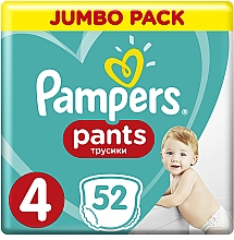 Підгузки-трусики Pants Розмір 4 (Maxi) 9-15 кг, Jumbo Pack 52 шт. - Pampers — фото N1