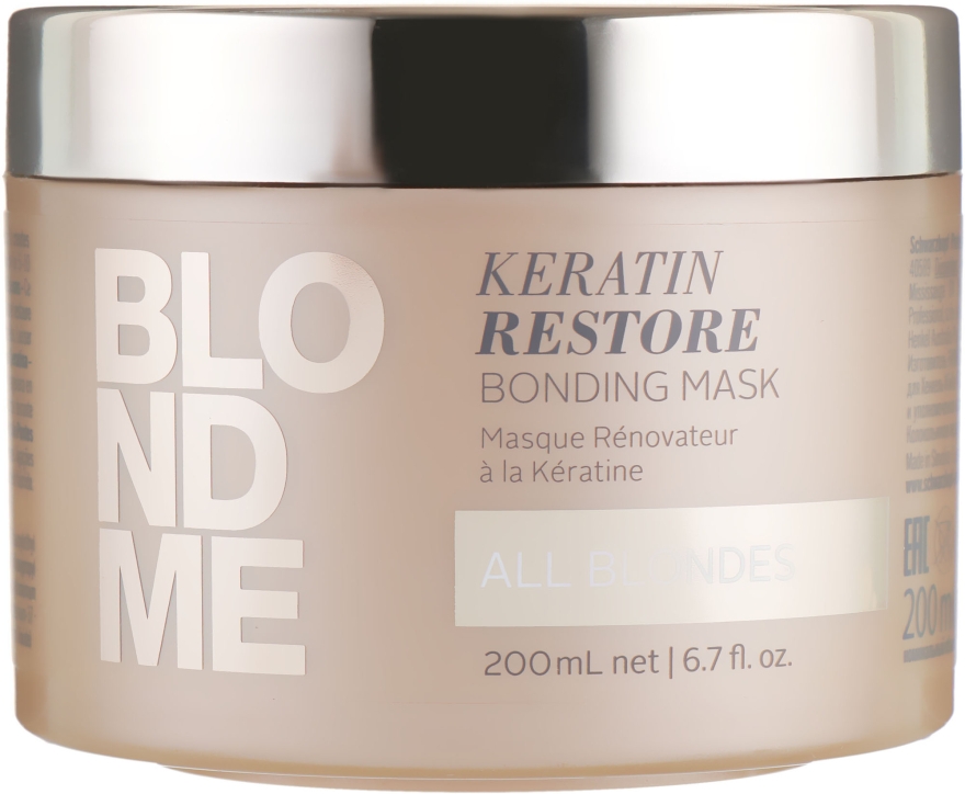 Маска-бондинг для волос "Кератиновое восстановление" для всех оттенков блонд - Schwarzkopf Professional Blondme Keratin Restore Bonding Mask