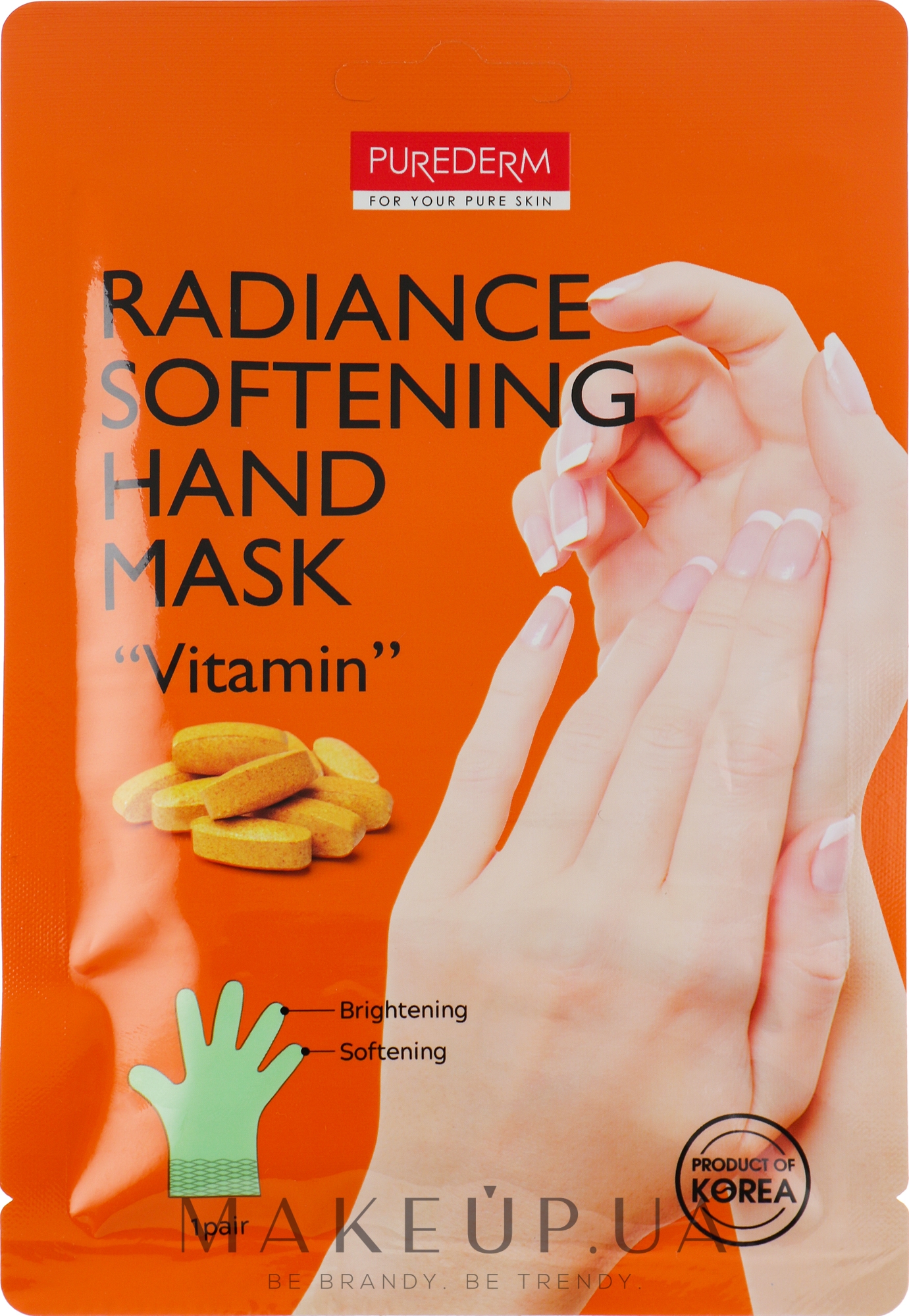 Маска-рукавички для пом'якшення й сяйва рук "Вітамін" - Purederm Radiance Softening Vitamin Hand Mask — фото 2x15g