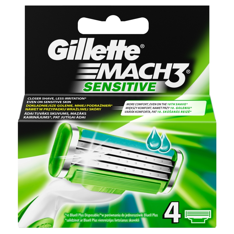 Сменные кассеты для бритья, 4 шт. - Gillette Mach3 Sensitive